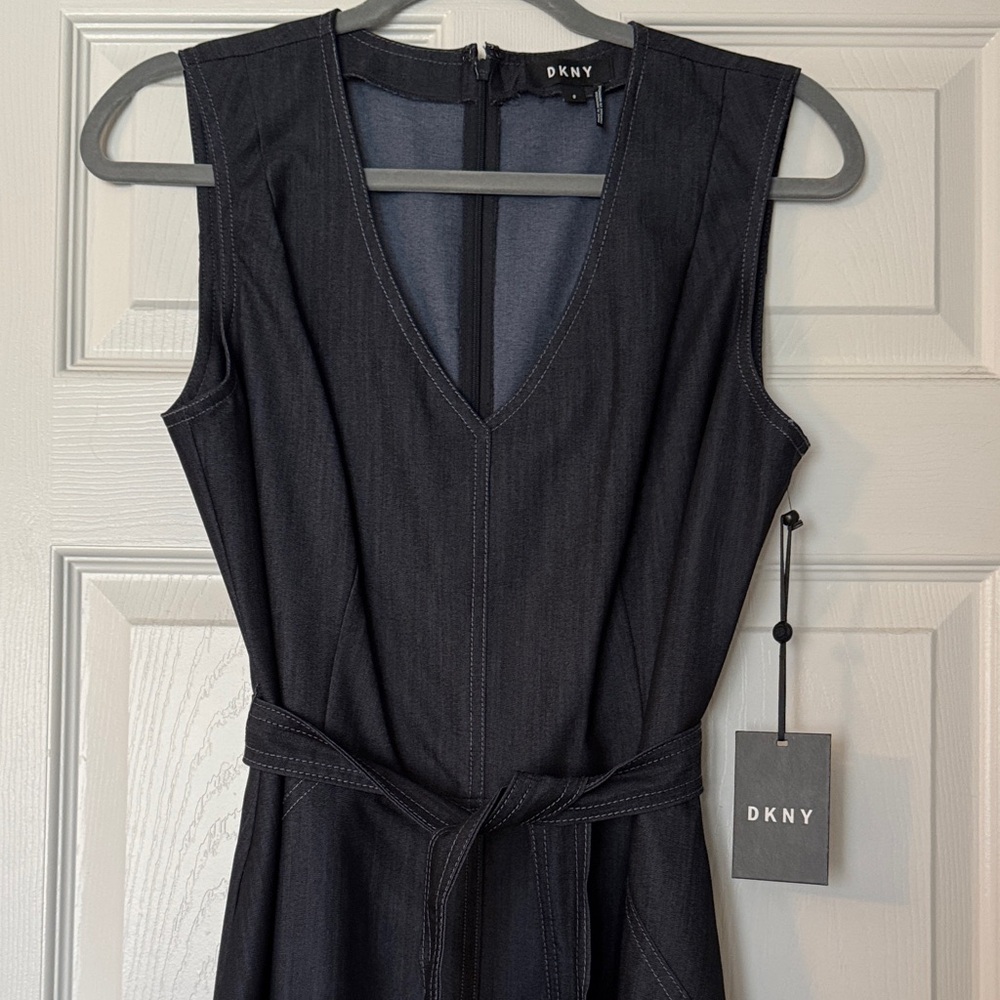 NWT DKNY indigo V-Neck Midi Dress